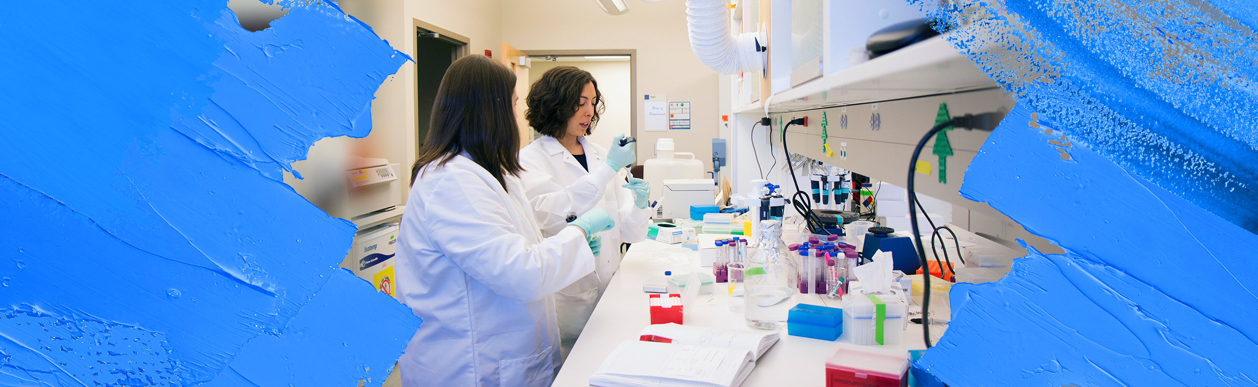 two students in a lab