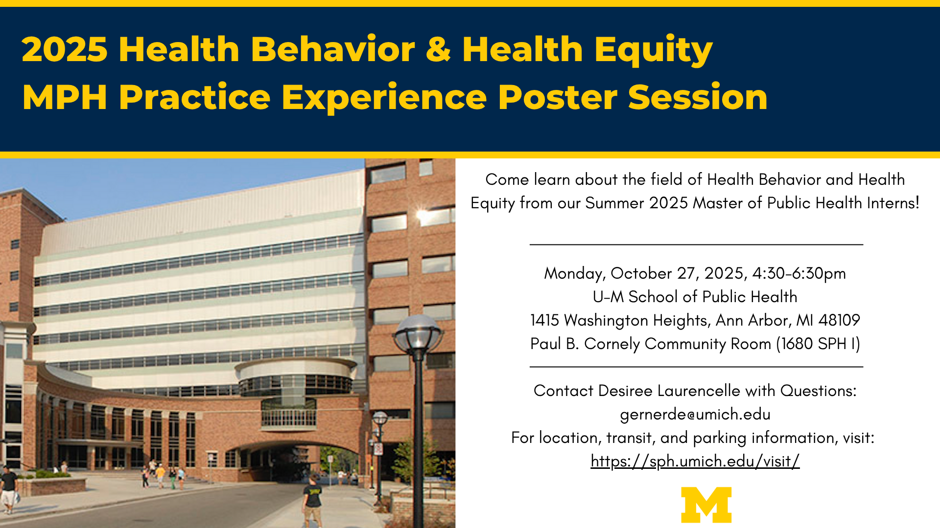 Event Flyer for 2025 Health Behavior & Health Equity MPH Practice Experience Poster Session