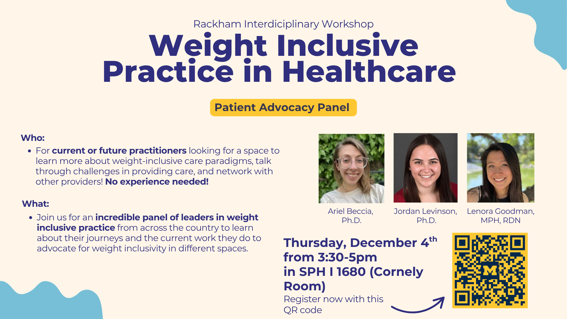 Event Flyer for Weight Inclusive Practice in Healthcare: Patient Advocacy Panel