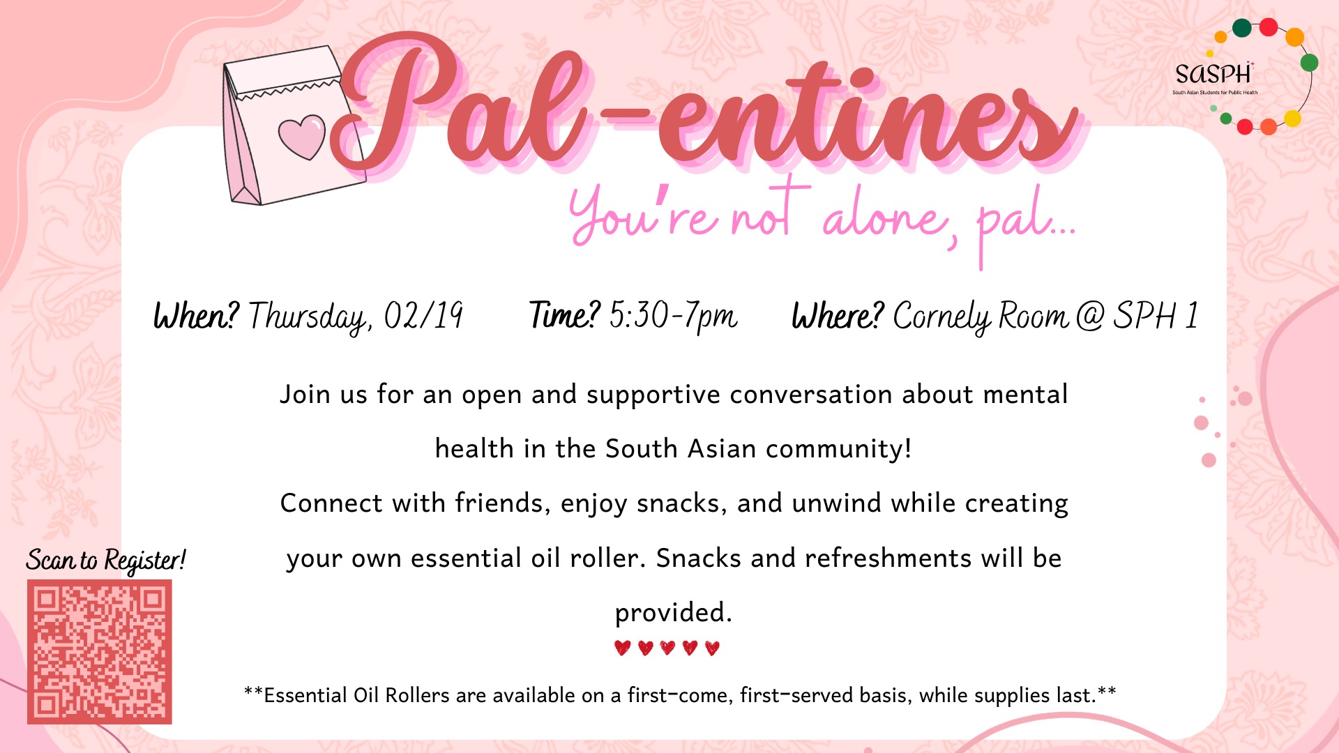 Event Flyer for SASPH Mental Health Palentine