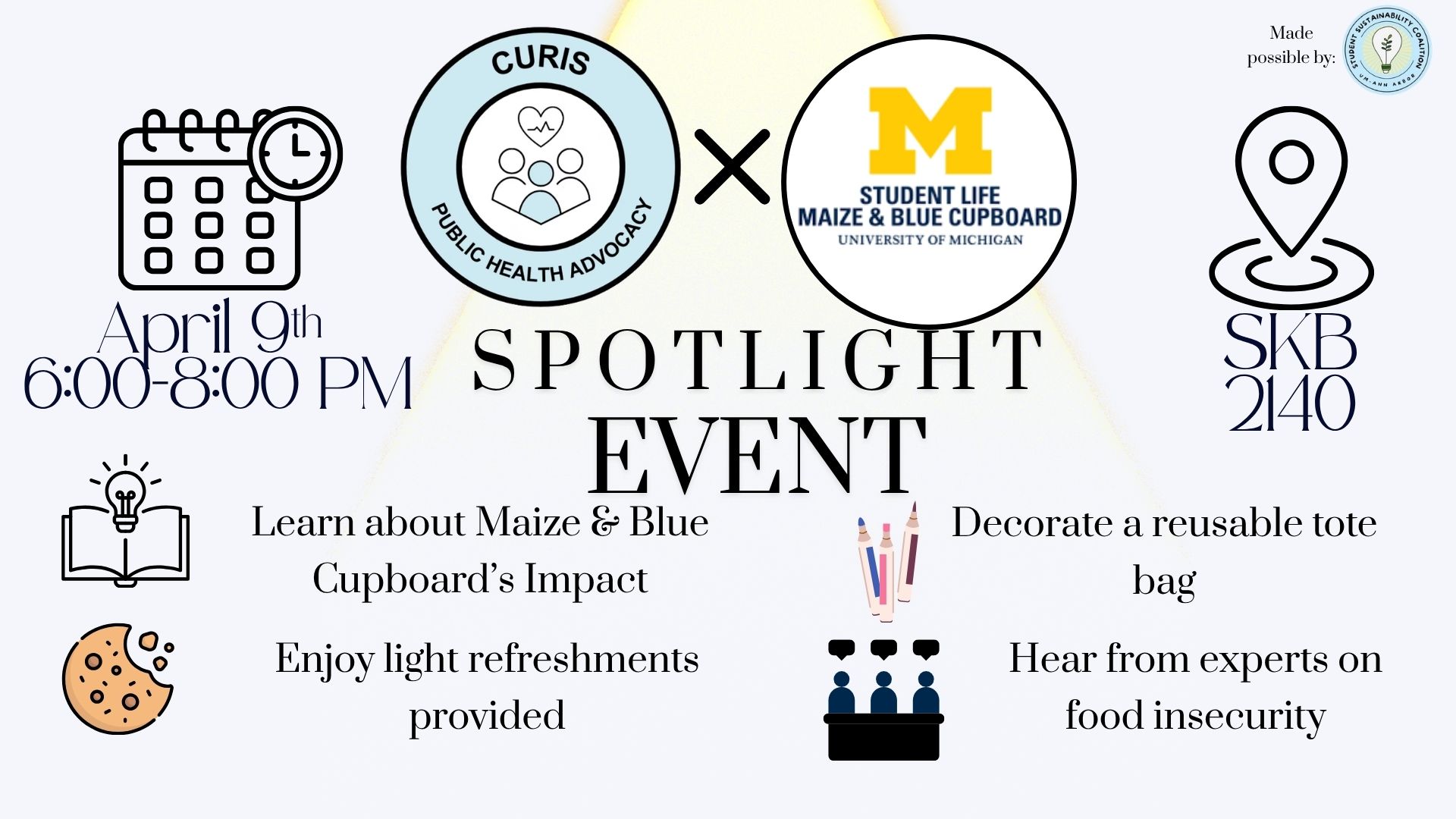 Event Flyer for CURIS X Maize & Blue Cupboard Spotlight Event