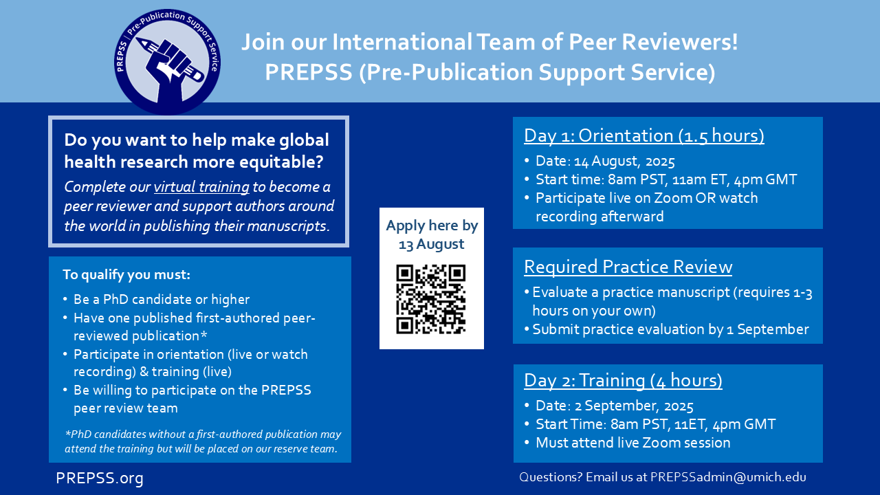 Event Flyer for PREPSS Peer Review Training