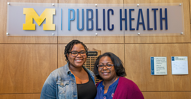Former Future Public Health Leaders Program (FPHLP) student Sade Richardson with FPHLP director Dana Thomas