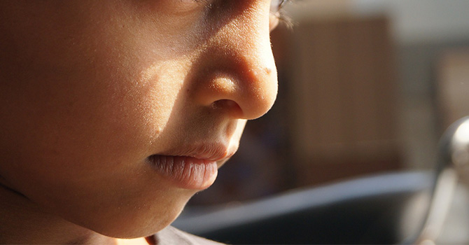 angry child staring off