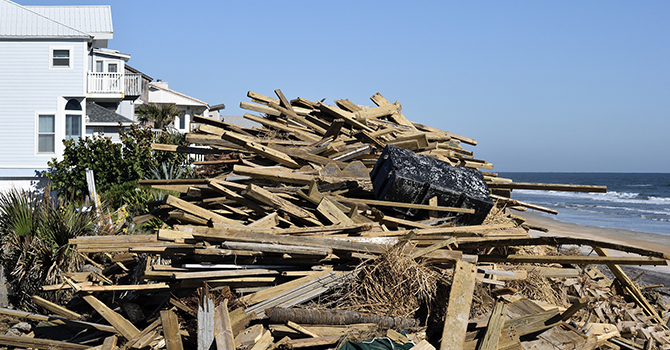 hurricane aftermath along the coastline