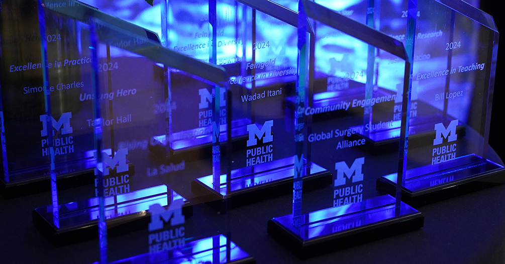 Public Health Honors awards displayed on a table