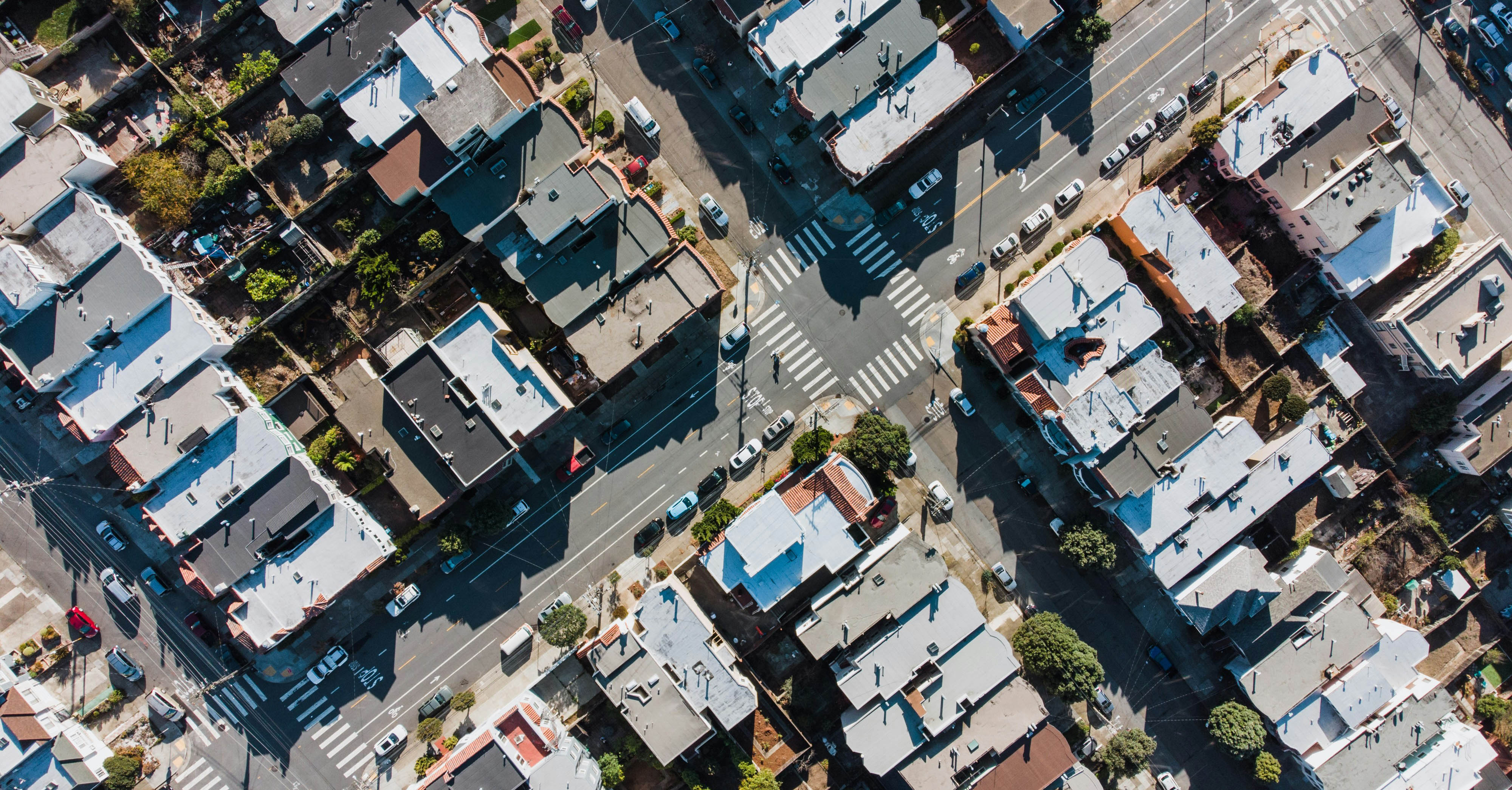 Aerial view of a city.