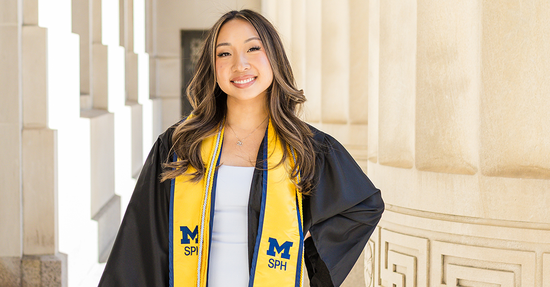 Isabelle Duong wearing her graduation gown